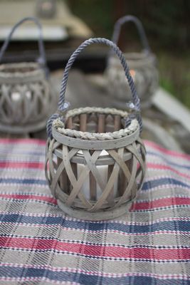 Grey Willow Votive Lantern w/Glass