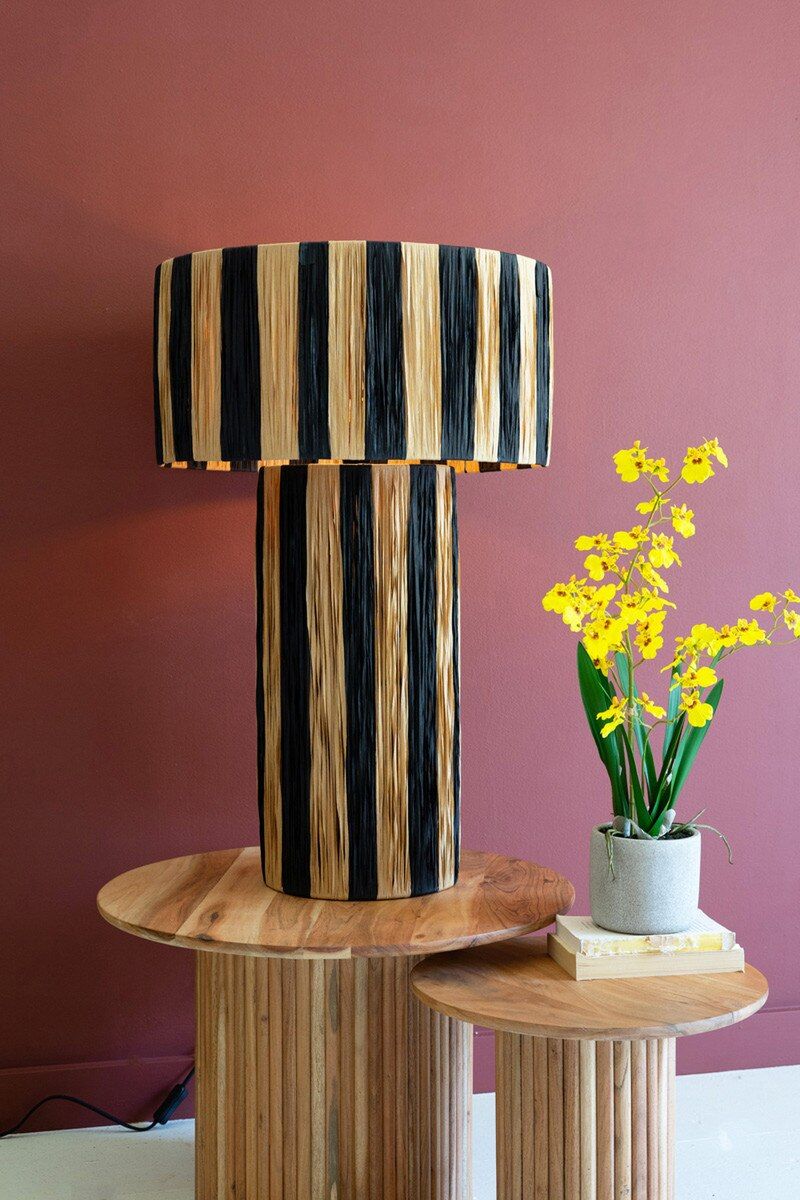Natural and Black Raffia Table Lamp Natural and Black Raffia Table Lamp