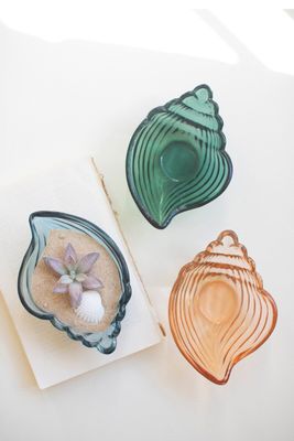 Glass Conch Shell Bowl - Green