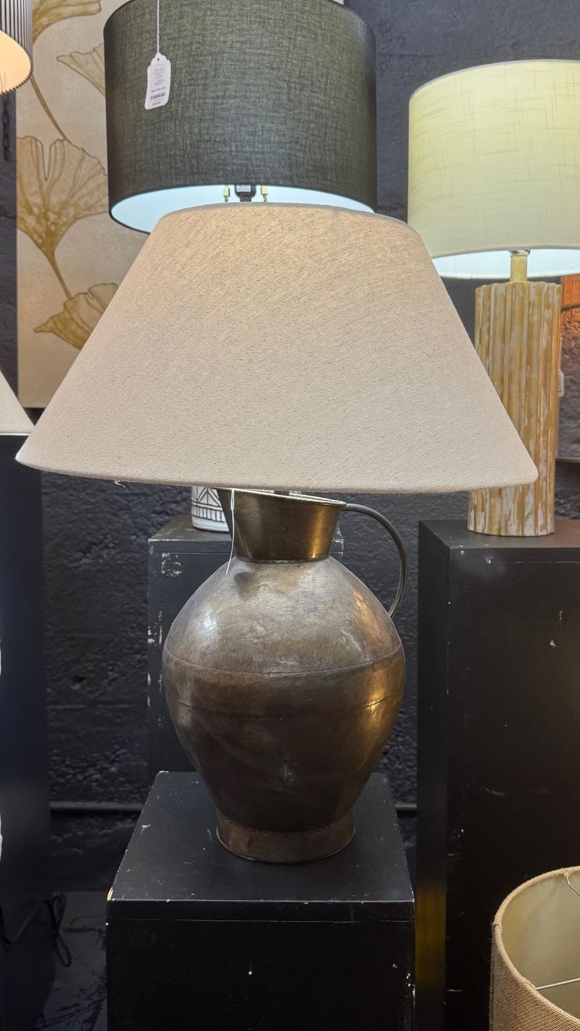 Metal Pitcher Table Lamp w/Fabric Shade Metal Pitcher Table Lamp w/Fabric Shade