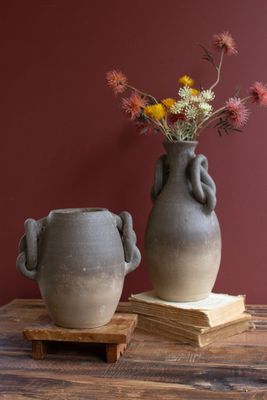 Knotted Handle Clay Ombre Vessel Lg