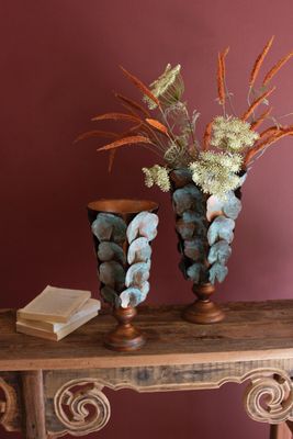 Copper Patina Metal Lotus Leaf Vase Sm