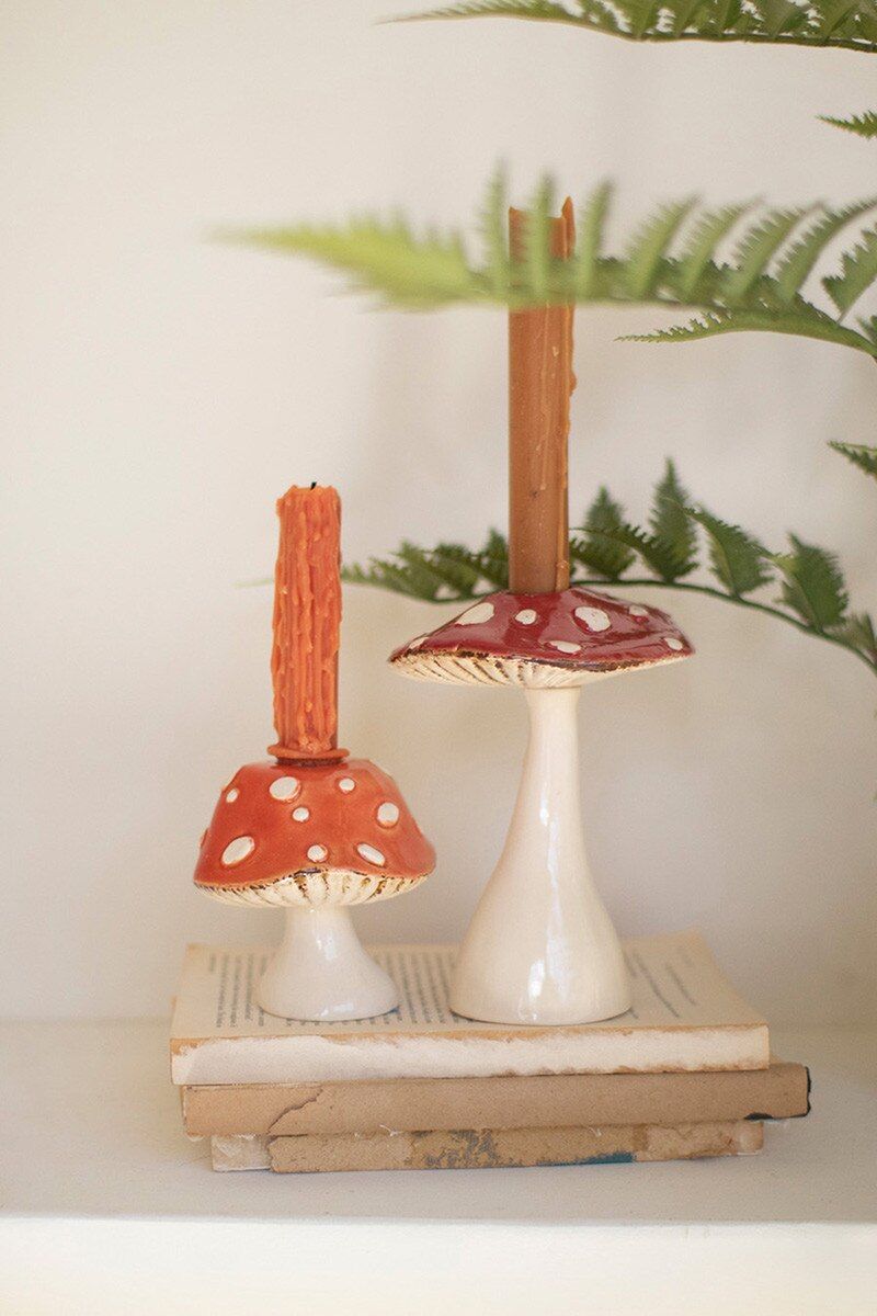 Ceramic Mushroom Taper Holder Sm