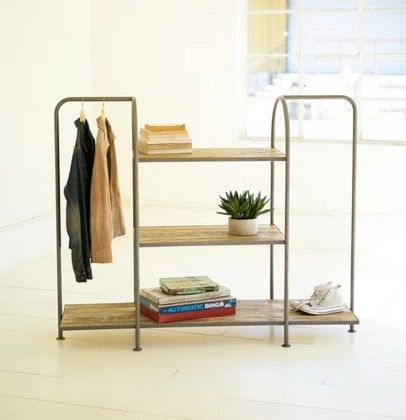 Horizontal Recycled Wood &amp; Metal Display Unit