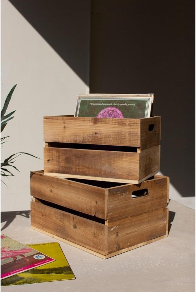 Natural Finish Slatted Wooden Crate Sm