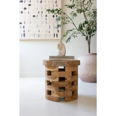 Teak Wood Puzzle Accent Table