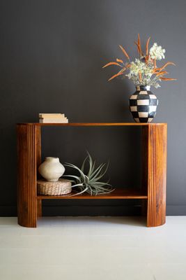 Oval Mango Wood Tambor Console