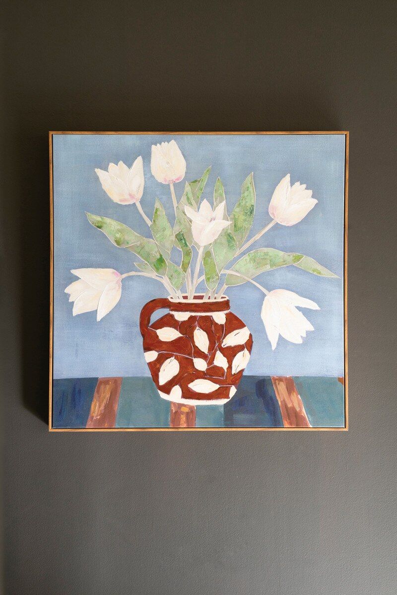 Framed Acrylic Painting - Vase w/Tulips