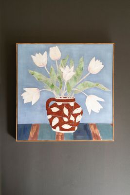 Framed Acrylic Painting - Vase w/Tulips