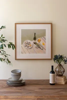 Framed Acrylic Painting Under Glass - Oysters