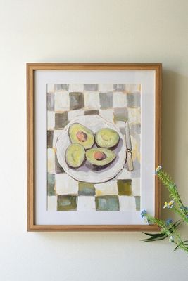 Framed Acrylic Painting Under Glass - Avocados