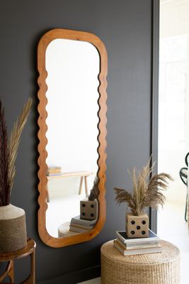 Natural Wood Framed Full Length Mirror