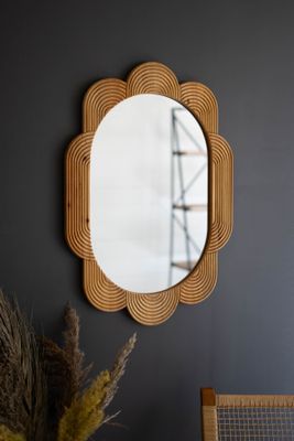 Grooved Wood Framed Mirror