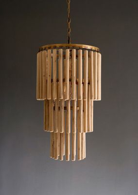Three Tiered Wooded Pendant Light