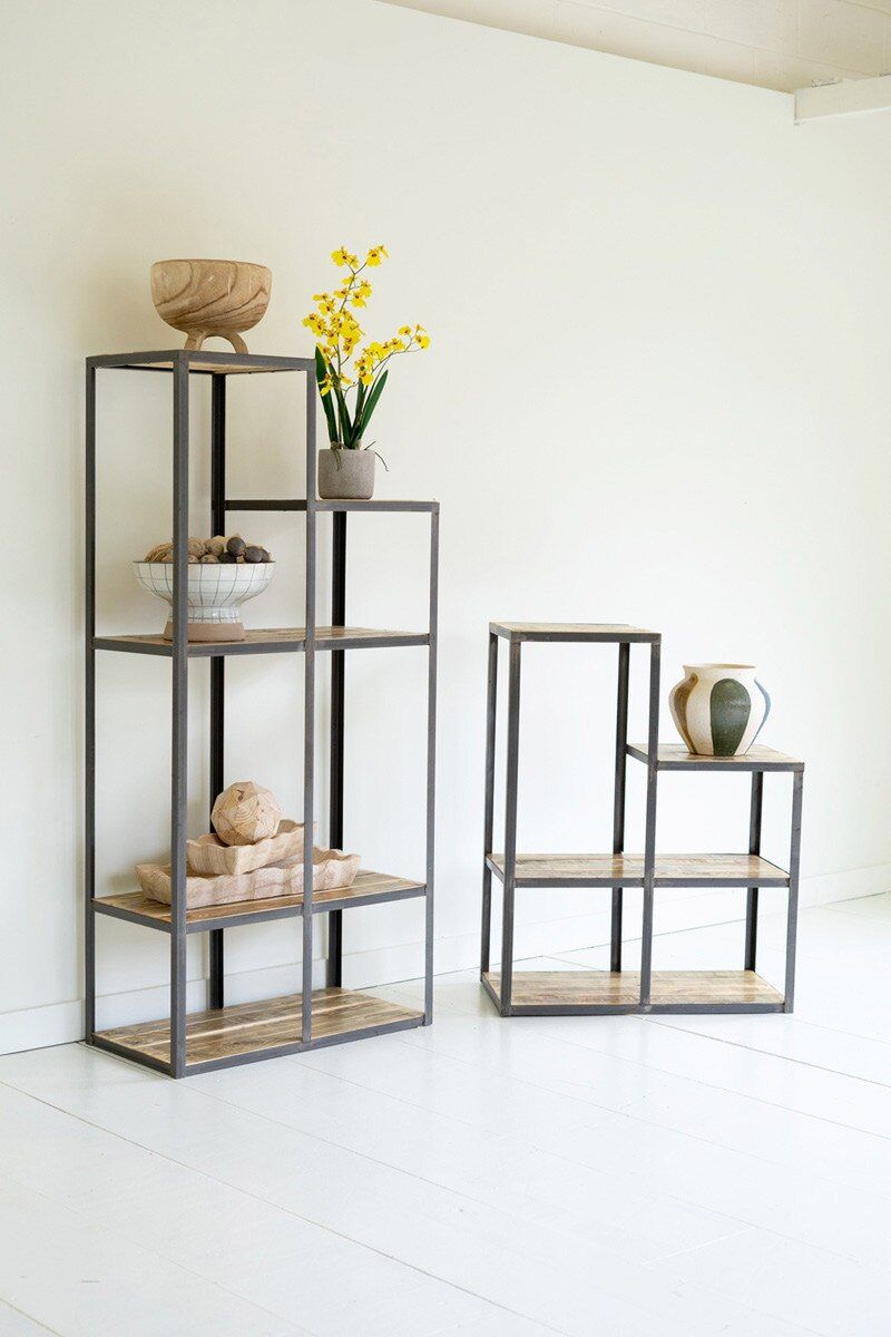 Iron &amp; Wood Stair Step Display Shelf Sm
