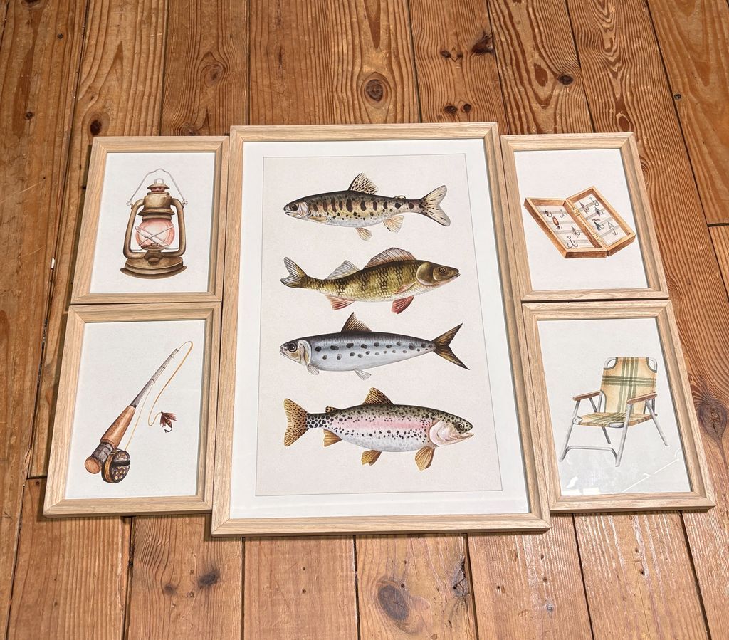S/5 Trout Fishing Prints Under Glass S/5 Trout Fishing Prints Under Glass