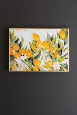 Framed Acrylic Lemons Painting
