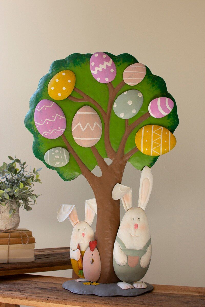 Painted Metal Easter Egg Tree Porch Art Painted Metal Easter Egg Tree Porch Art
