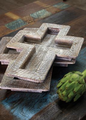 Wooden Cross Tray Lg