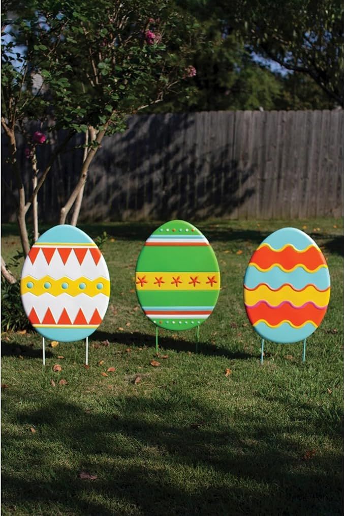 Painted Metal Easter Egg Yard Art III Painted Metal Easter Egg Yard Art III
