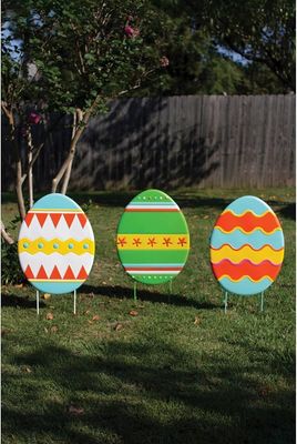 Painted Metal Easter Egg Yard Art III Painted Metal Easter Egg Yard Art III