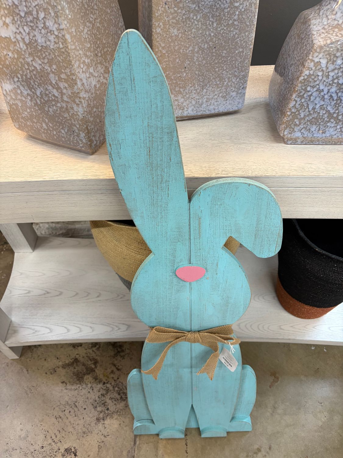 Painted Wood Easter Rabbit Lg Blue