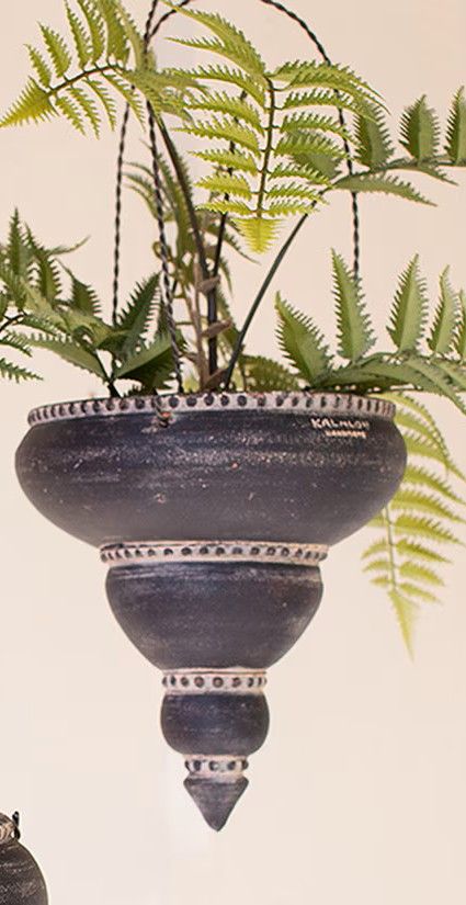 Black Clay Moroccan Inspired Hanging Planter II