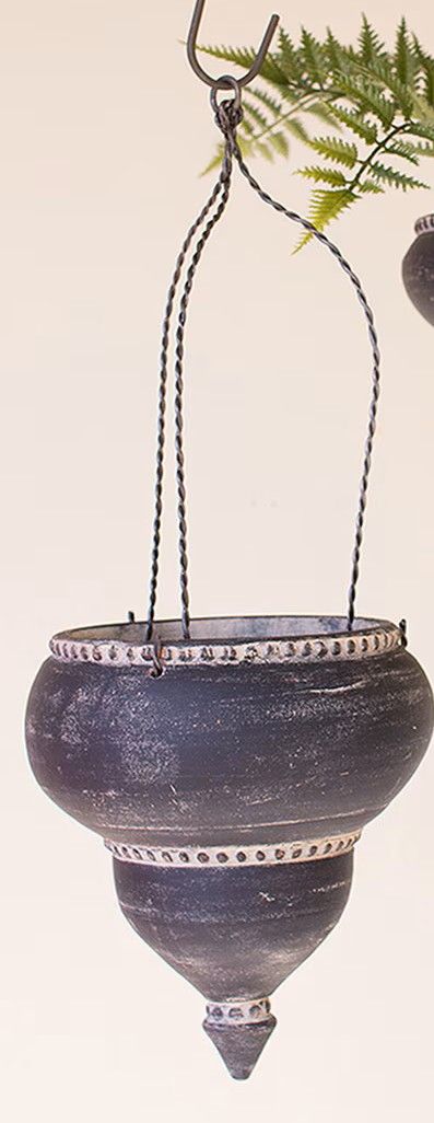 Black Clay Moroccan Inspired Hanging Planter I