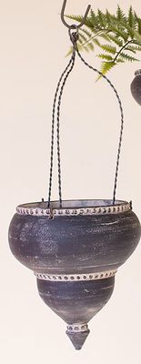 Black Clay Moroccan Inspired Hanging Planter I