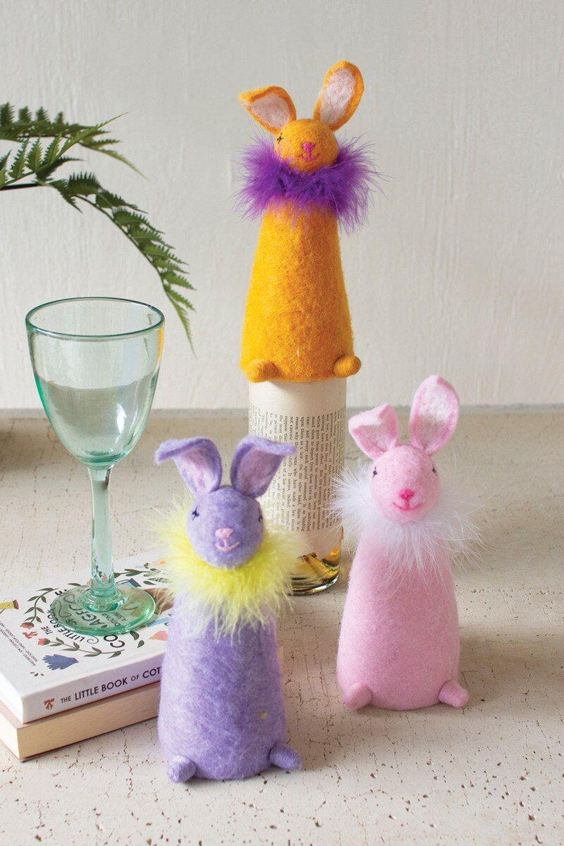 Felt Easter Rabbit Bottle Topper - Purple