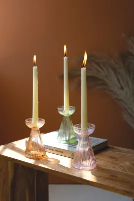 Glass Vase/Taper Holder - Pink
