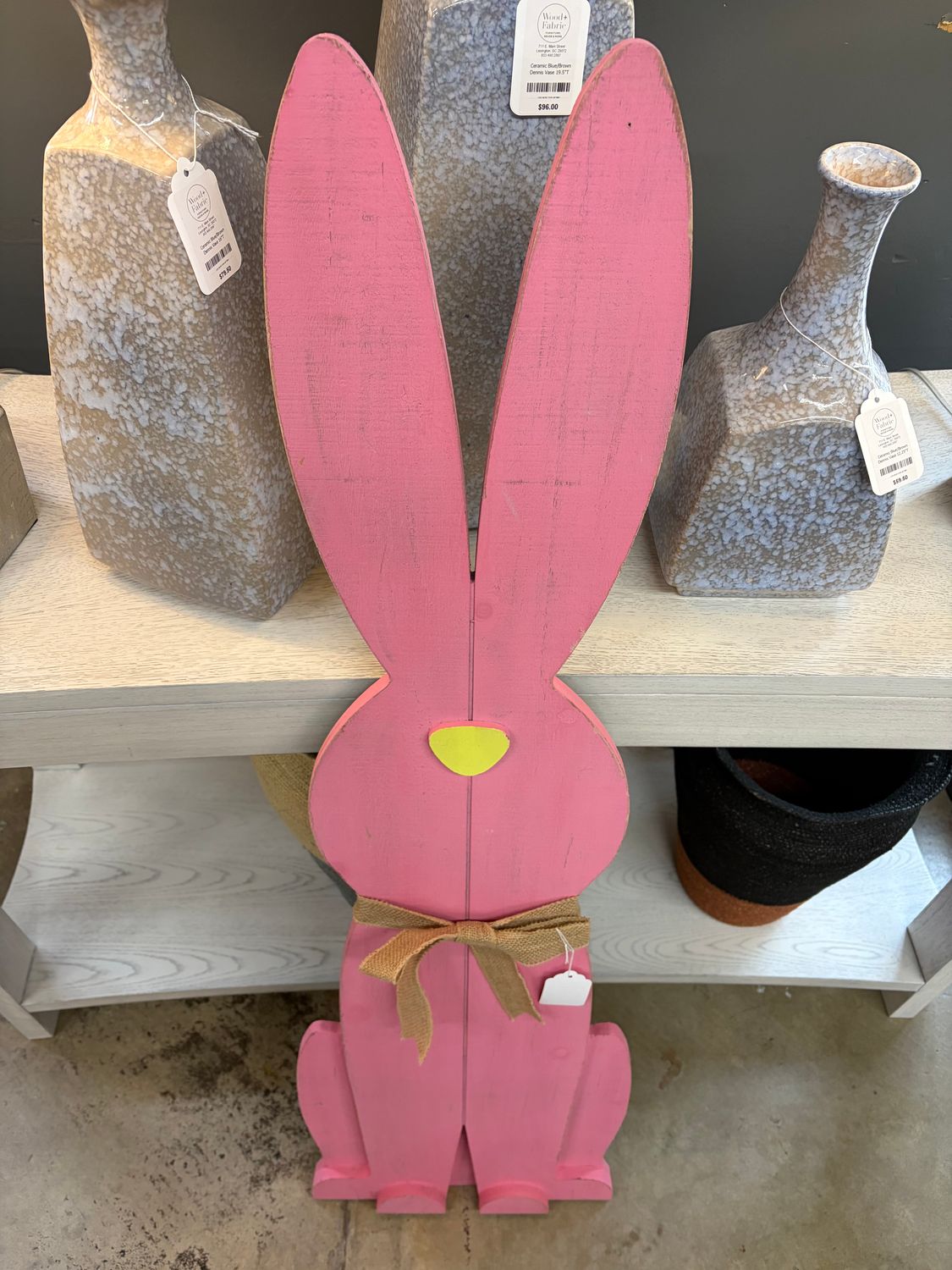 Painted Wood Easter Rabbit Sm Pink