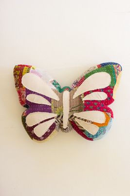 Kantha Throw Pillow - Butterfly