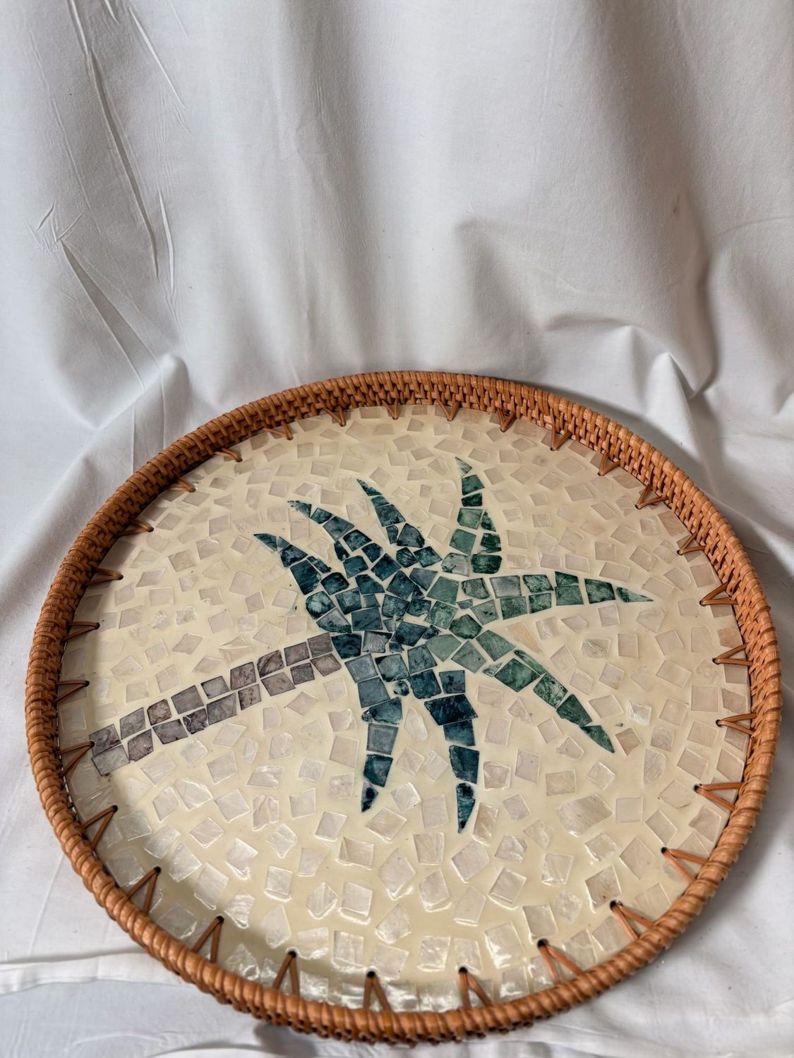 Palm Tree Rattan Tray Lg
