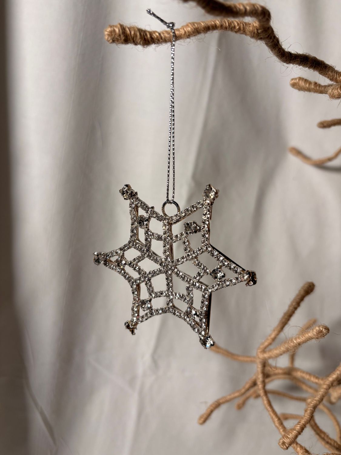 Rhinestone Snowflake Metal Silver Ornament 3" Rhinestone Snowflake Metal Silver Ornament 3"