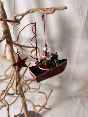 Reindeer Fishing in Boat Ornament 4.5"