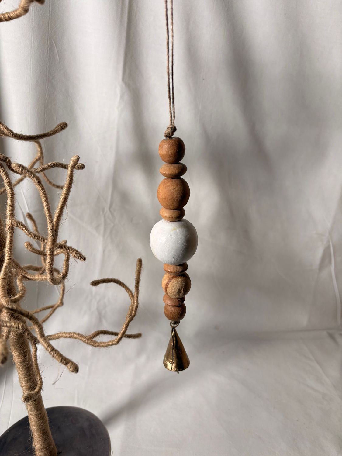 Wooden Beaded Ornament w/Bell