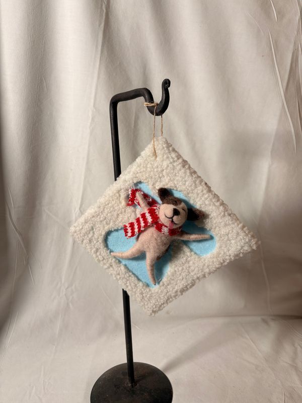 Felt Snowangel Ornament - Dog 6" x 7"
