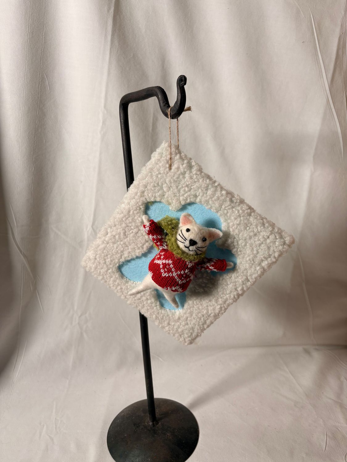 Felt Snowangel Ornament - Cat 6" x 7"