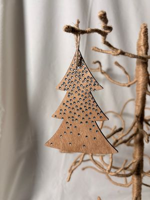 Bejeweled Wooden Tree Ornament 5"