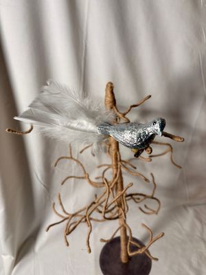 Silver Glitter Clip on Bird
