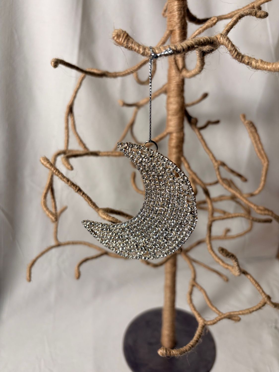 Rhinestone Moon Ornament Sm 3"