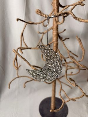 Rhinestone Moon Ornament Sm 3"