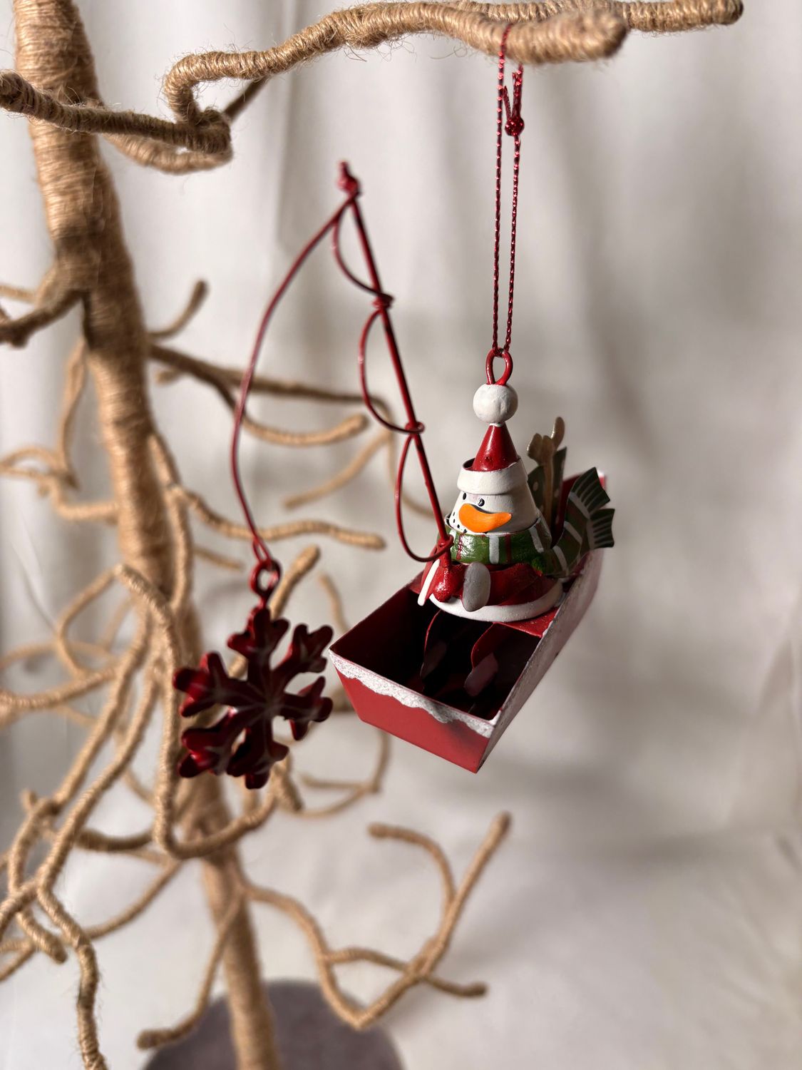 Snowman Fishing in Boat Ornament 4.5"