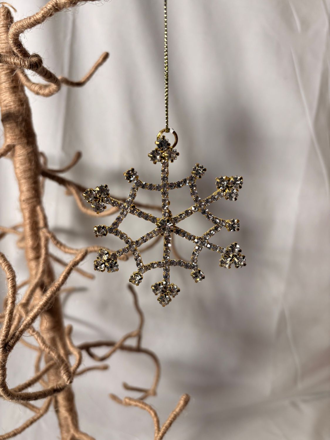 Rhinestone Snowflake Metal Gold Ornament 3" Rhinestone Snowflake Metal Gold Ornament 3"