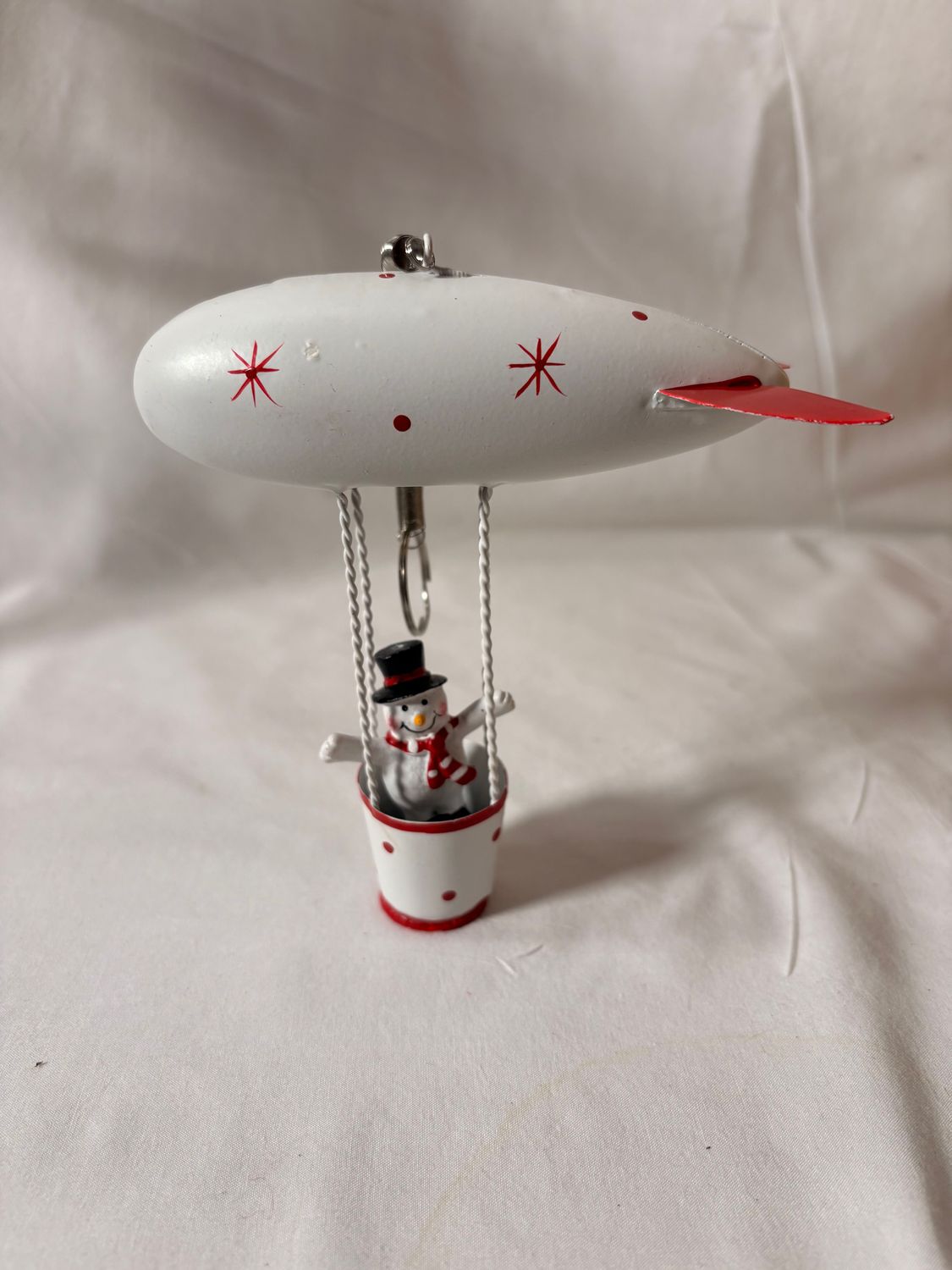 Metal Hot Air Balloon Ornament White 5.5"