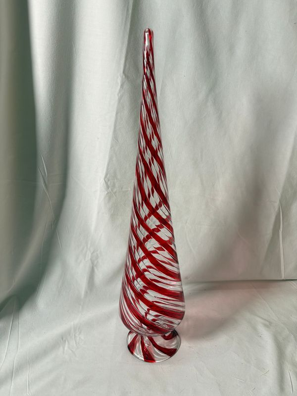 Red & Clear Glass Swirl Tree Lg Red & Clear Glass Swirl Tree Lg