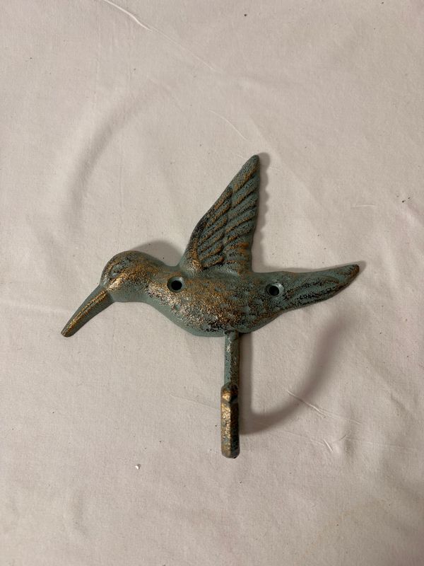 Cast Iron Teal Hummingbird Wall Hook