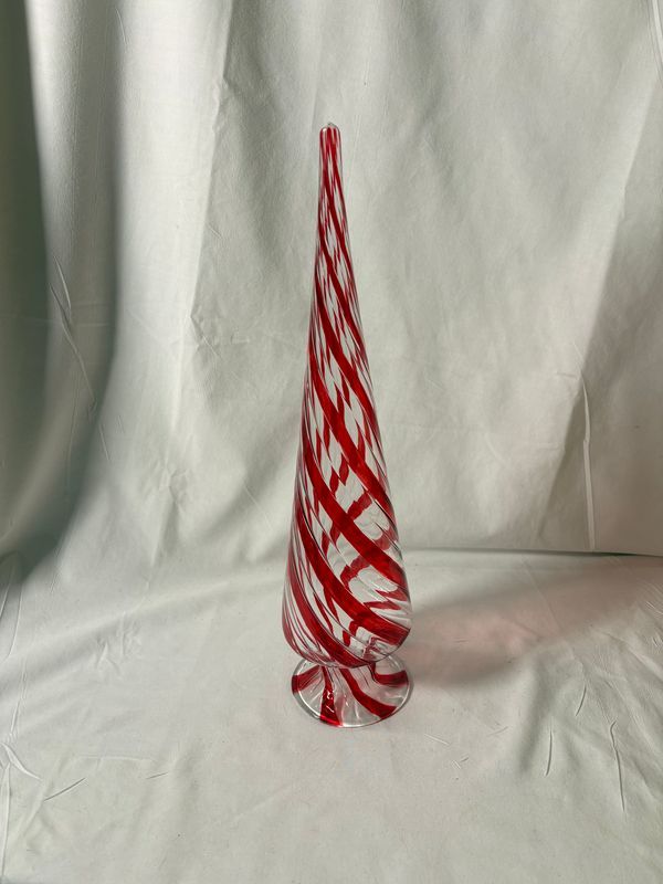 Red & Clear Glass Swirl Tree Med Red & Clear Glass Swirl Tree Med
