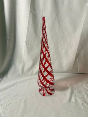 Red & Clear Glass Swirl Tree Med Red & Clear Glass Swirl Tree Med